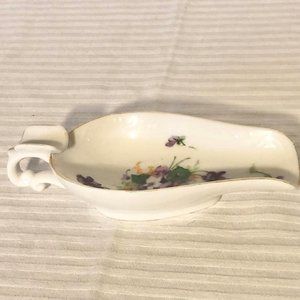 Vintage Interco Chicago "6/241" Porcelain Purple Lilac Leaf Ashtray W Gold Trim